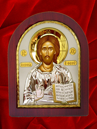 Iisus Hristos icoana din argint aurit