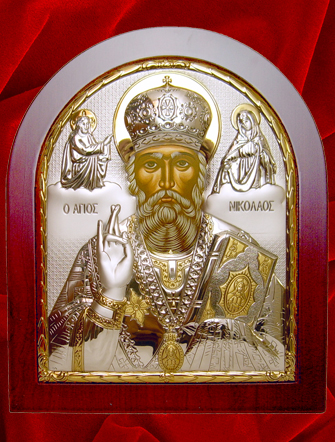 Sfantul Nicolae, icoana din argint aurita