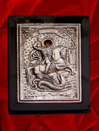 Sfantul Gheorghe, icoana argintata
