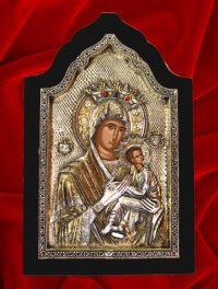 Icoana argint aurit Maica Domnului cu pruncul